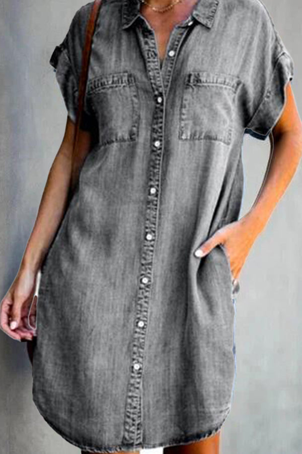 LP | abito midi in denim a maniche corte