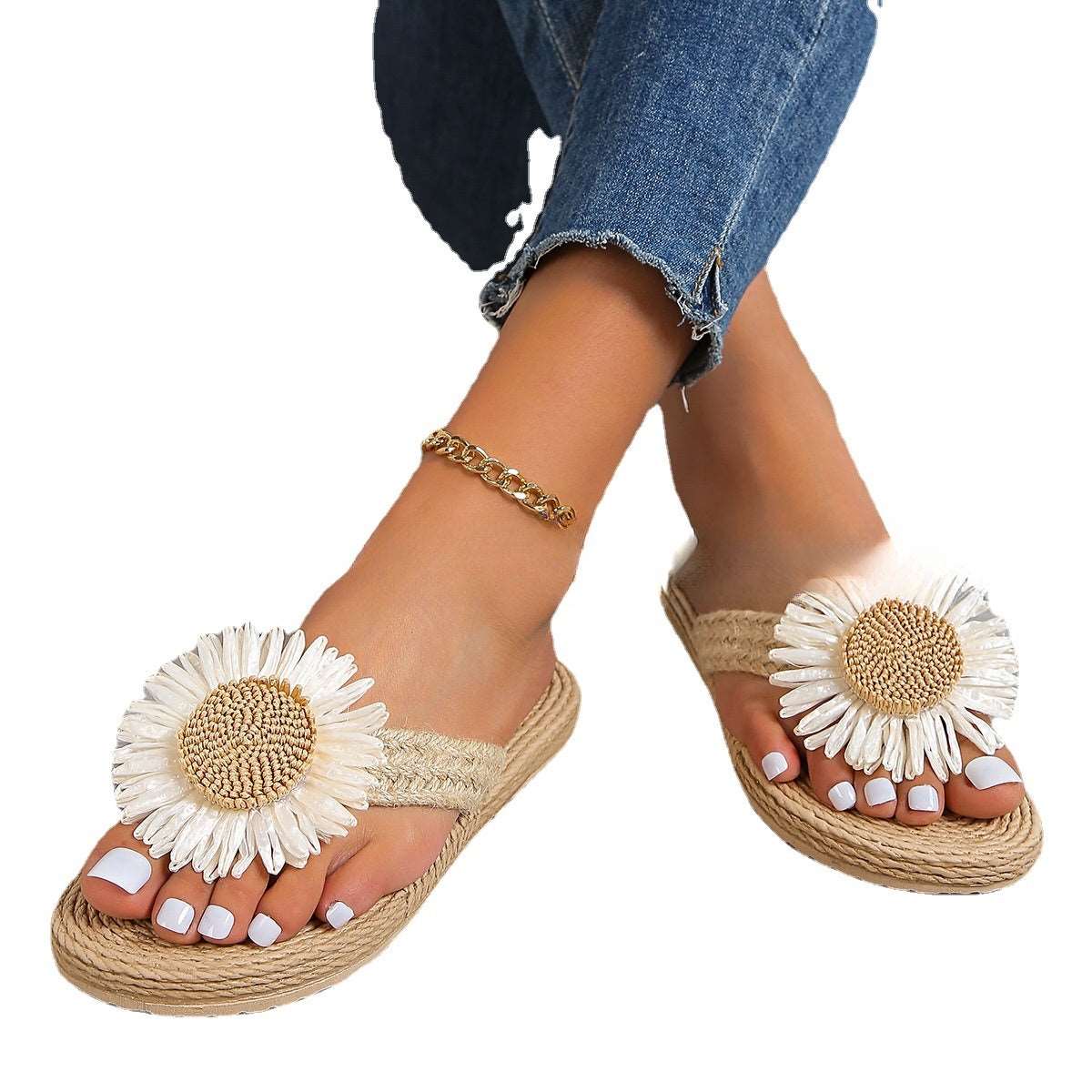 LP | Sandali piatti casual bohemien da donna con fiori