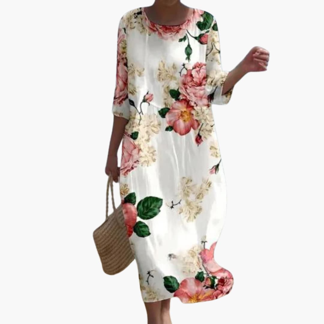 LP | Abito midi floreale da donna con maniche a 3/4 per l'estate