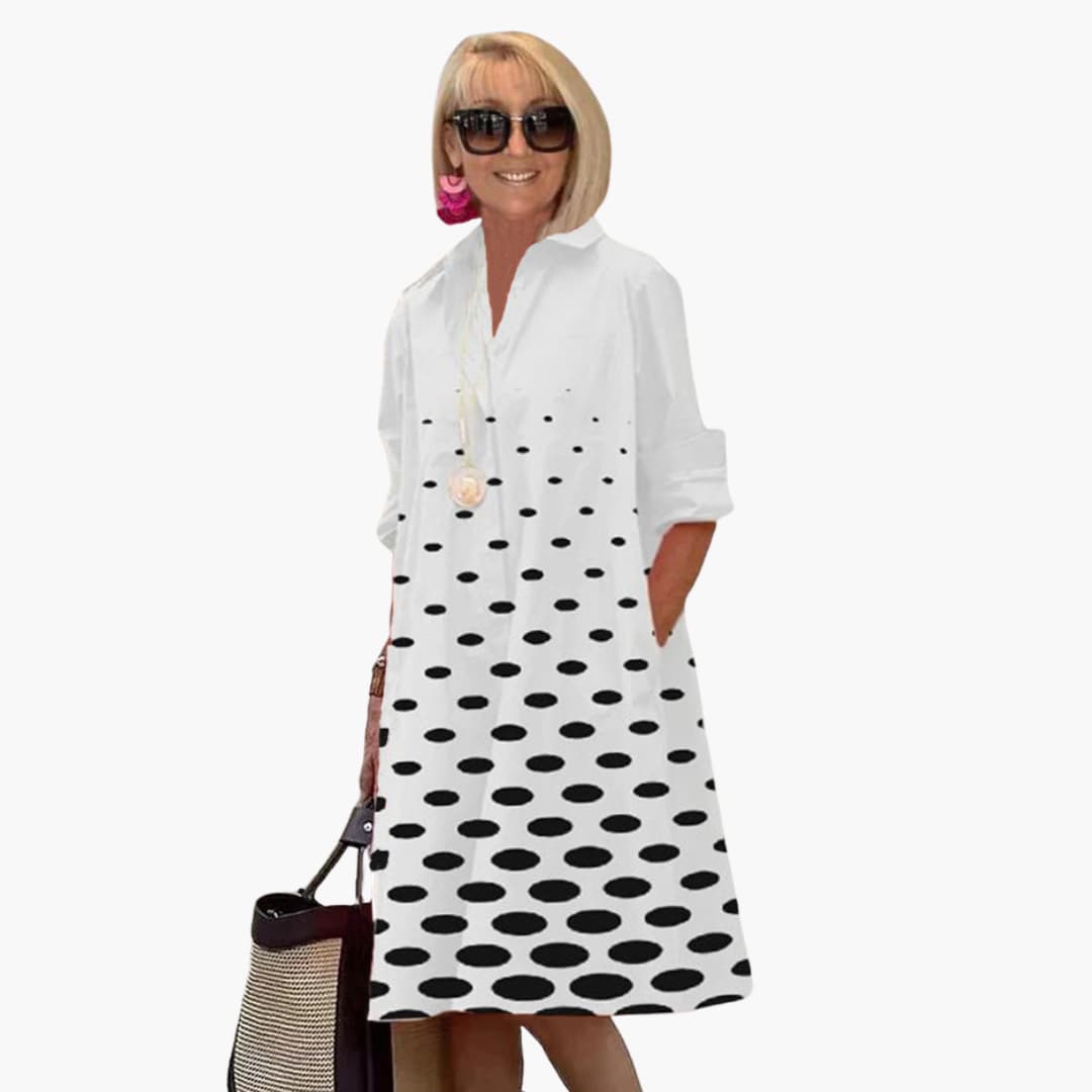 LP | Abito midi da donna con maniche lunghe e stampa a pois