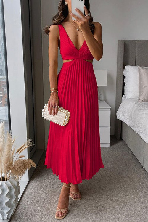 LP | Elegante abito midi in raso plissettato