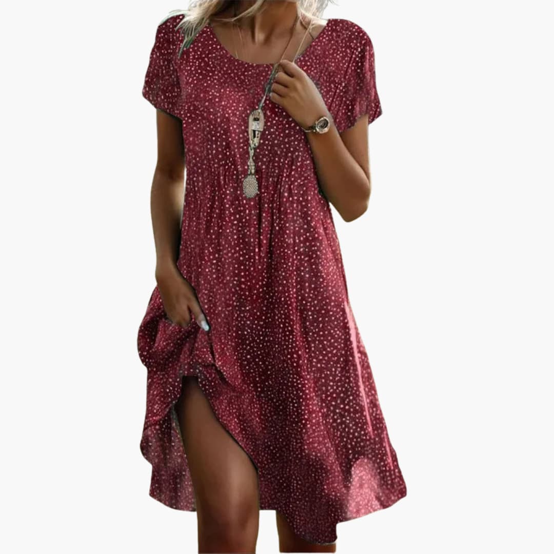 LP | Abito midi boho da donna con tasche e maniche corte