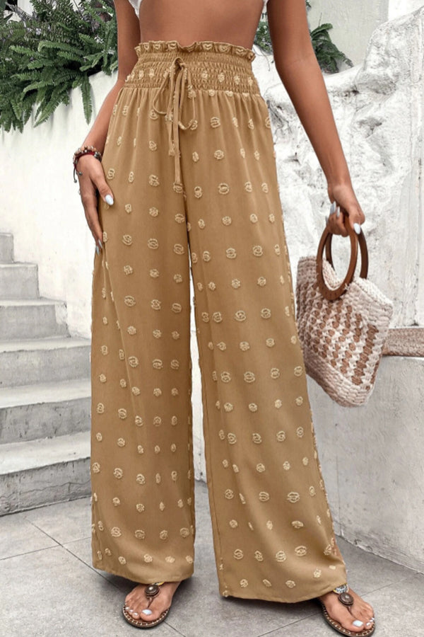 LP | Pantaloni jacquard a vita alta e pantaloni a gamba larga per il tempo libero