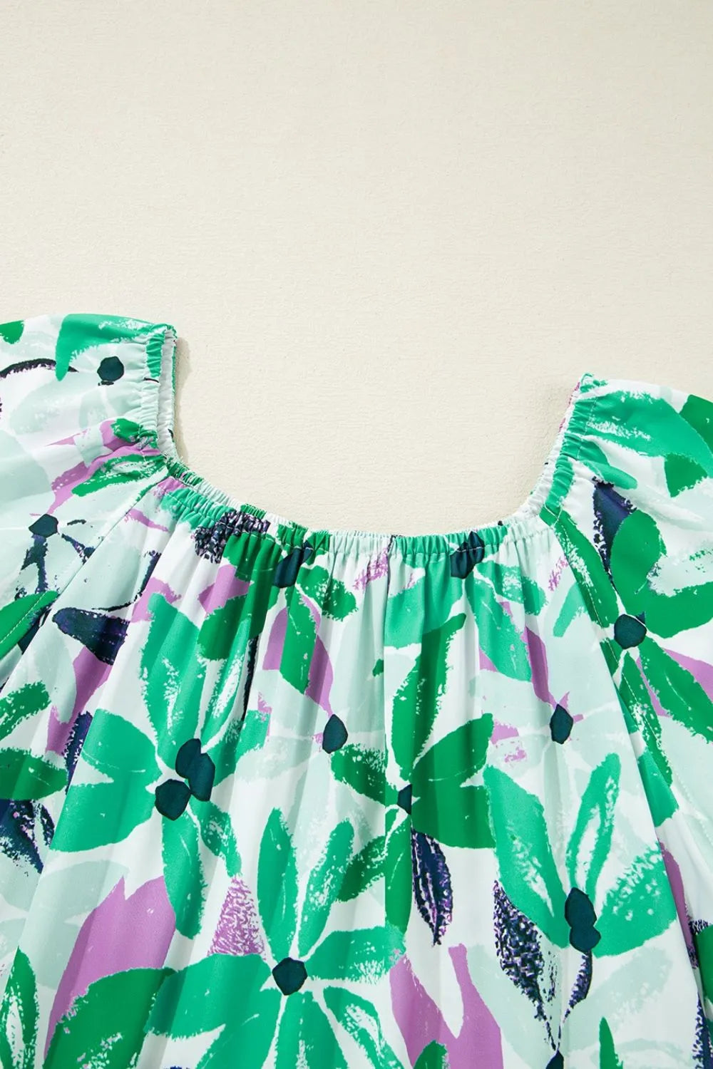 LP | Stampa floreale Scollo quadrato arricciato Mini abito loose-fit