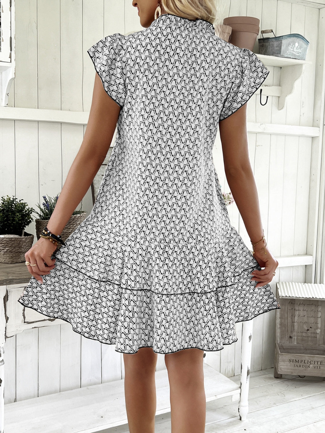 LP | Mini abito stampato a strati multipli con arricciatura a grandezza naturale Plus Size