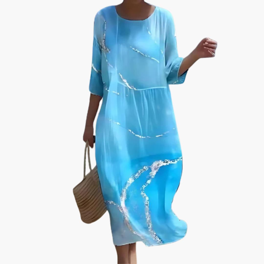 LP | Abito midi floreale da donna con maniche a 3/4 per l'estate