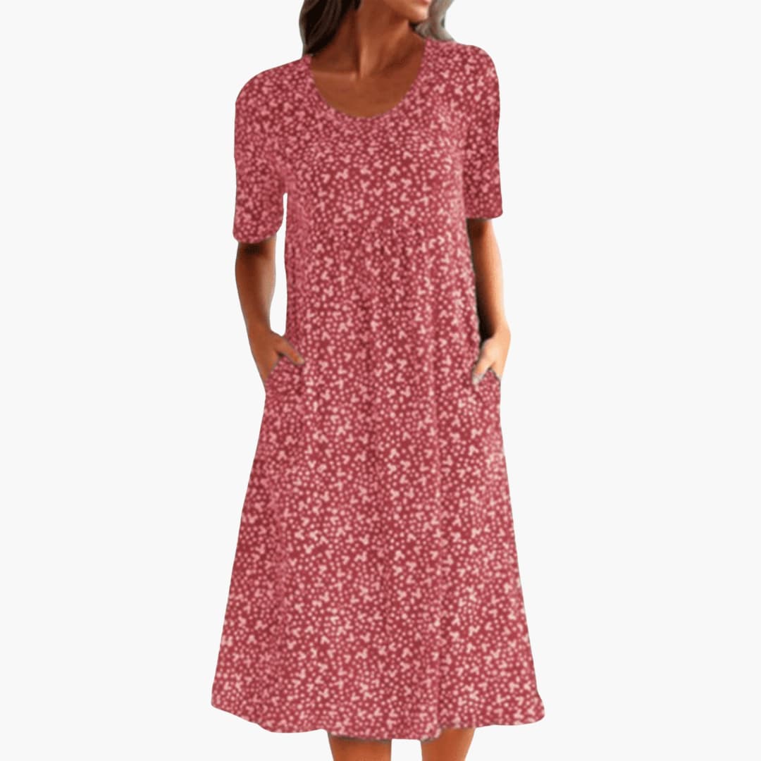 LP | Abito midi boho da donna con maniche corte e tasche