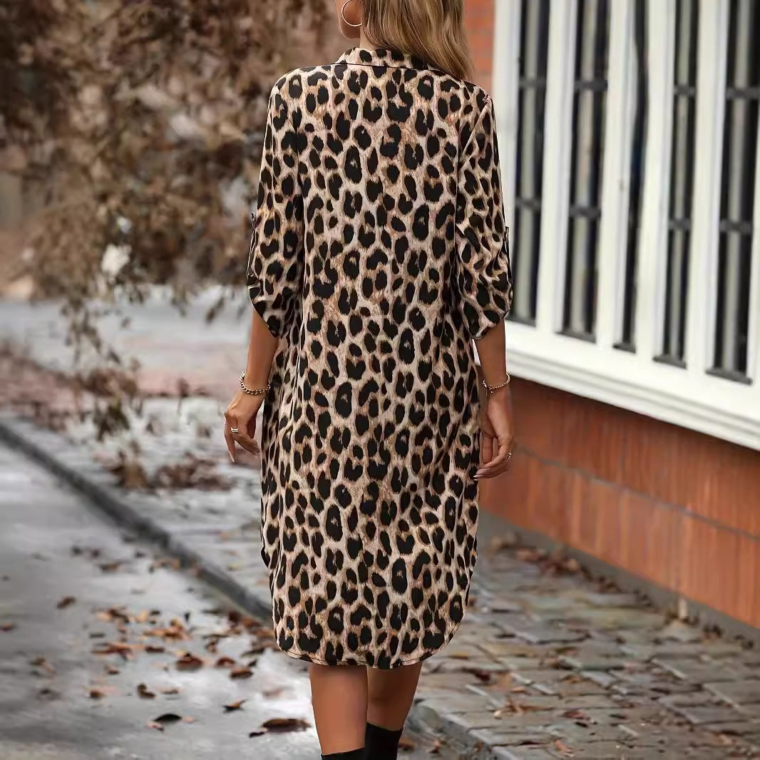LP | Copricostume da spiaggia con stampa leopardata con scollo a V Abito bikini per le vacanze