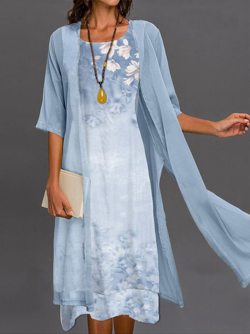 LP | abito midi a due pezzi con motivo floreale per donna AH315