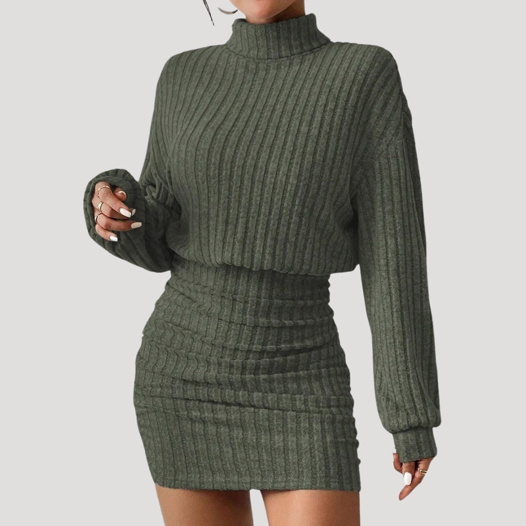 LP | Mini abito dolcevita da donna in maglia a coste