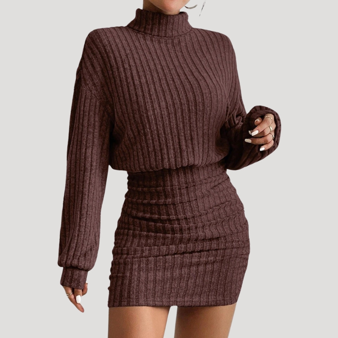 LP | Mini abito dolcevita da donna in maglia a coste