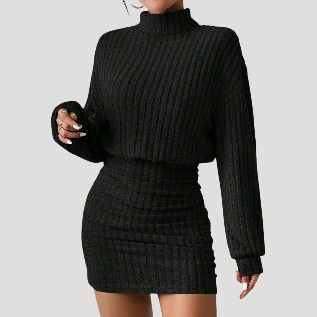 LP | Mini abito dolcevita da donna in maglia a coste