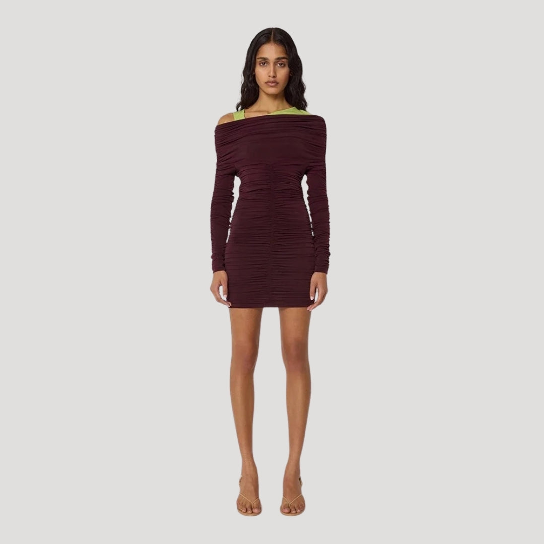 LP | Miniabito bodycon da donna senza spalline con balze