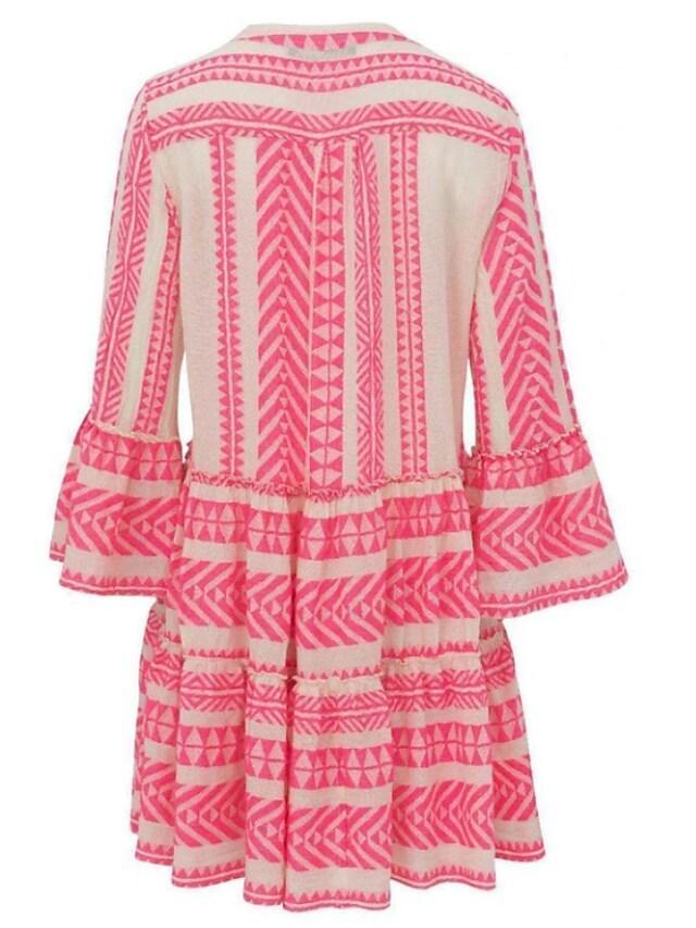 LP | Swing Dress Mini abito corto Nero Blu Rosa Verde 3/4 Lunghezza manica Stampa geometrica Primavera Estate Scollo a V Boho Flare Cuff Sleeve 2021 S M L XL XXL 3XL