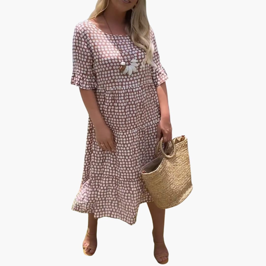LP | Abito midi estivo da donna con motivo a pois a strati