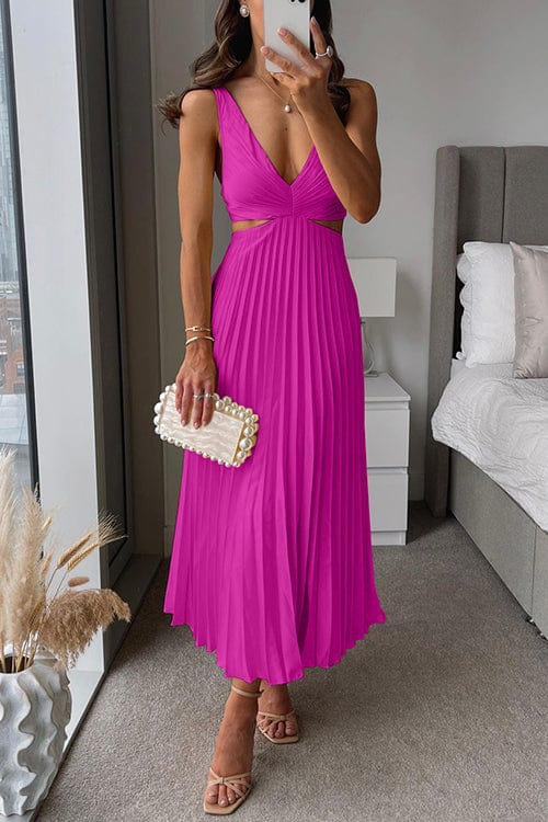 LP | Elegante abito midi in raso plissettato