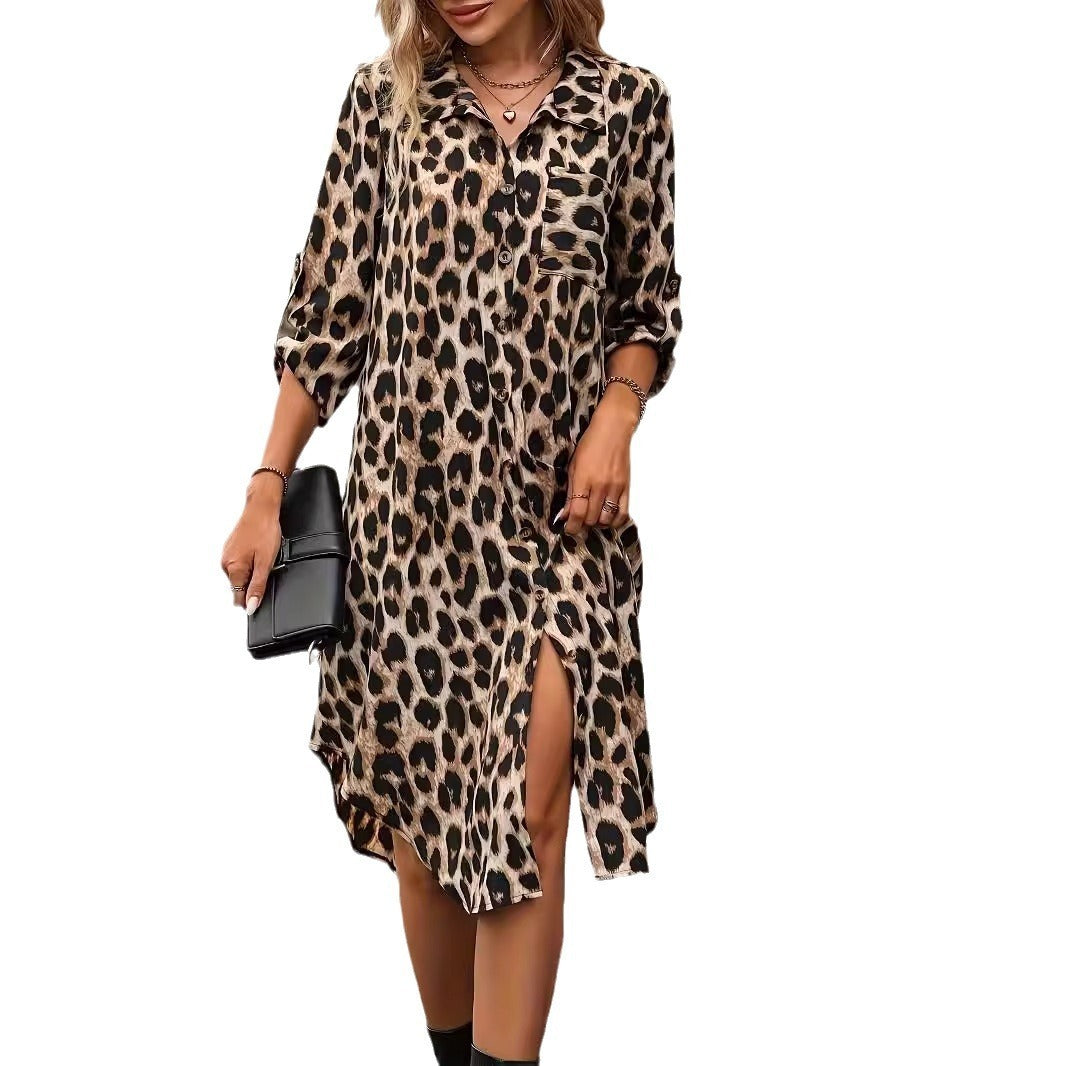 LP | Copricostume da spiaggia con stampa leopardata con scollo a V Abito bikini per le vacanze