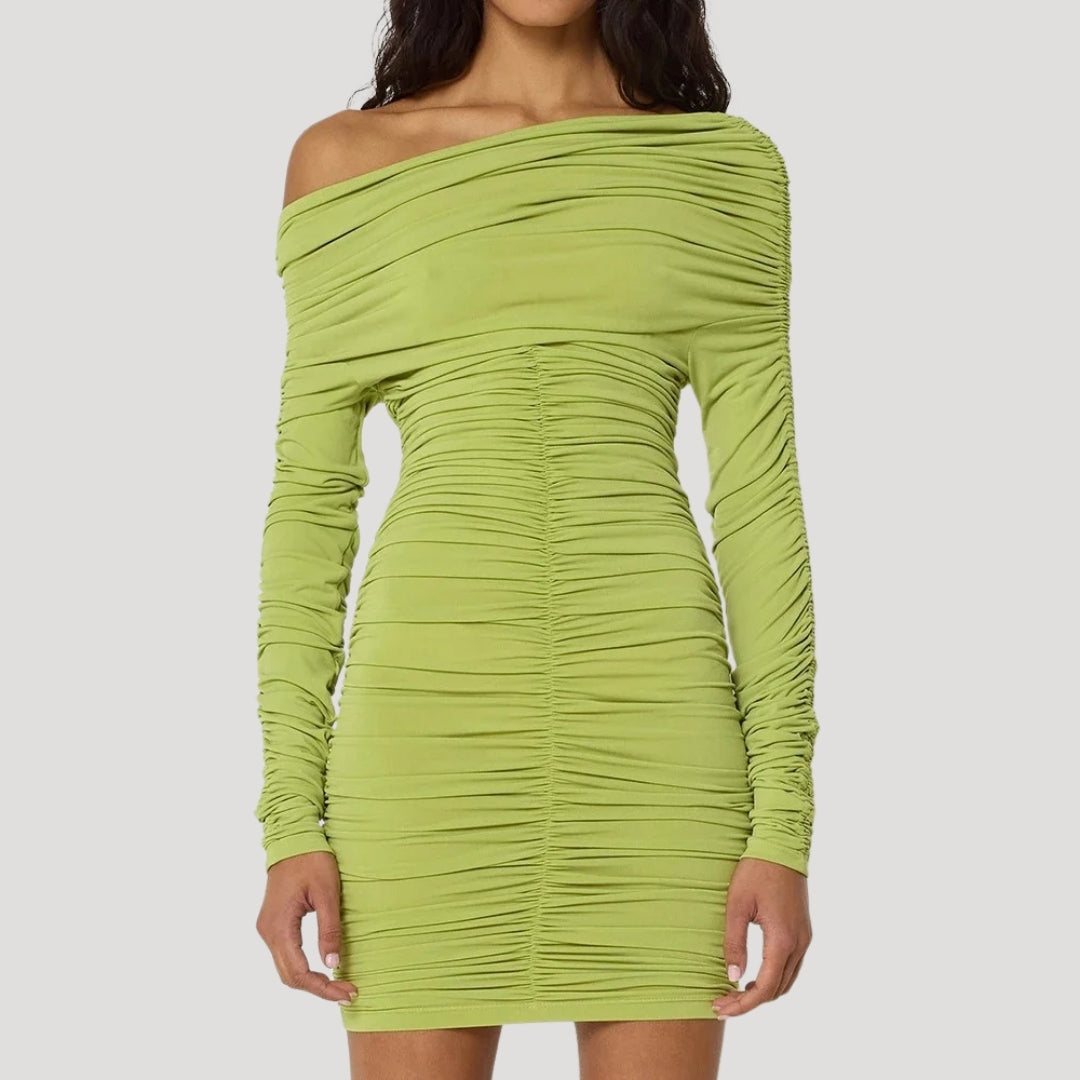 LP | Miniabito bodycon da donna senza spalline con balze