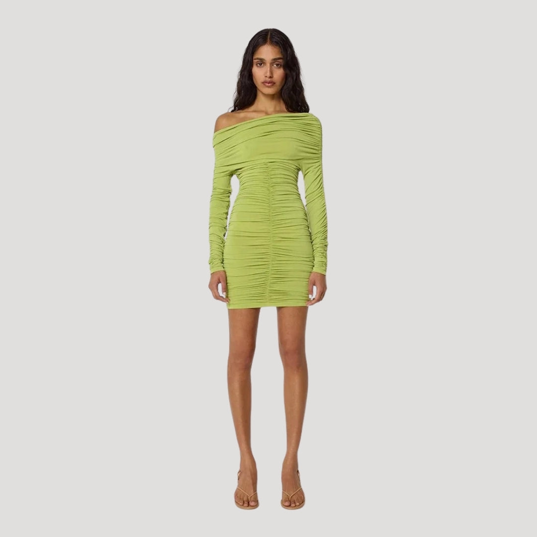 LP | Miniabito bodycon da donna senza spalline con balze