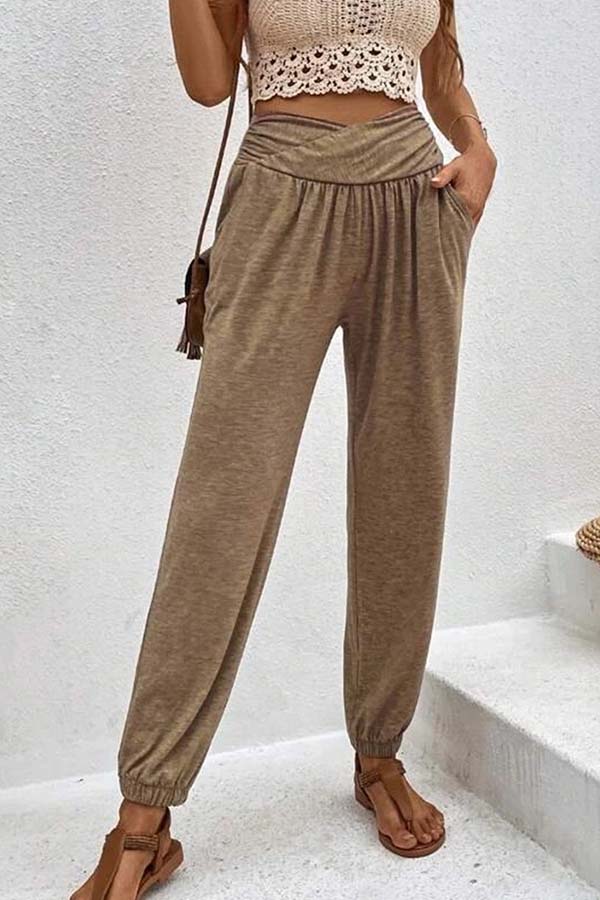 LP | Pantaloni casual a vita alta con tasca allentata