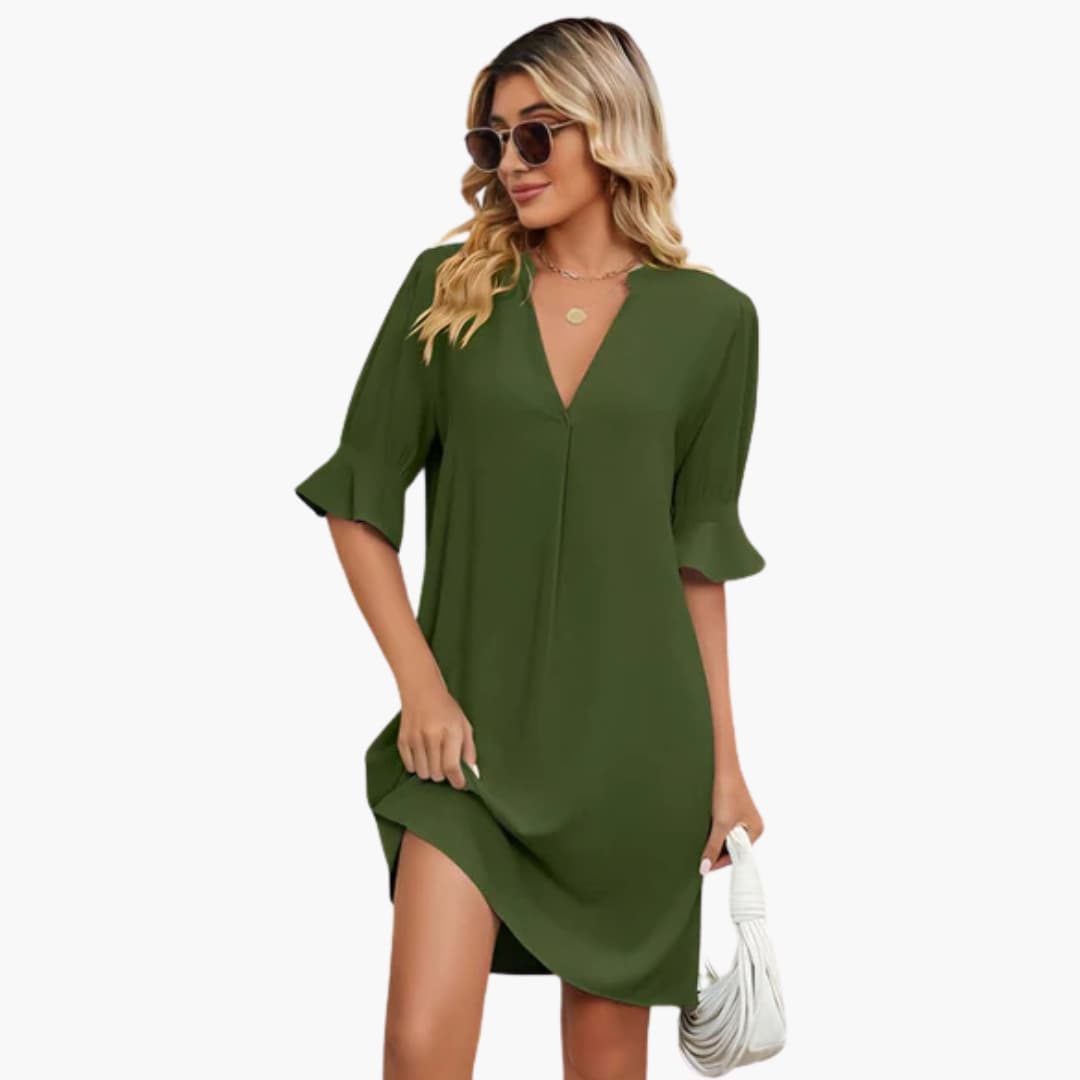 LP | Abito midi da donna con scollo a V e mezze maniche per l'estate