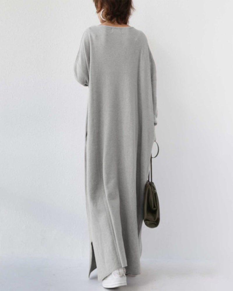 LP | maxi abito elegante a maniche lunghe con scollo a V da indossare tutti i giorni