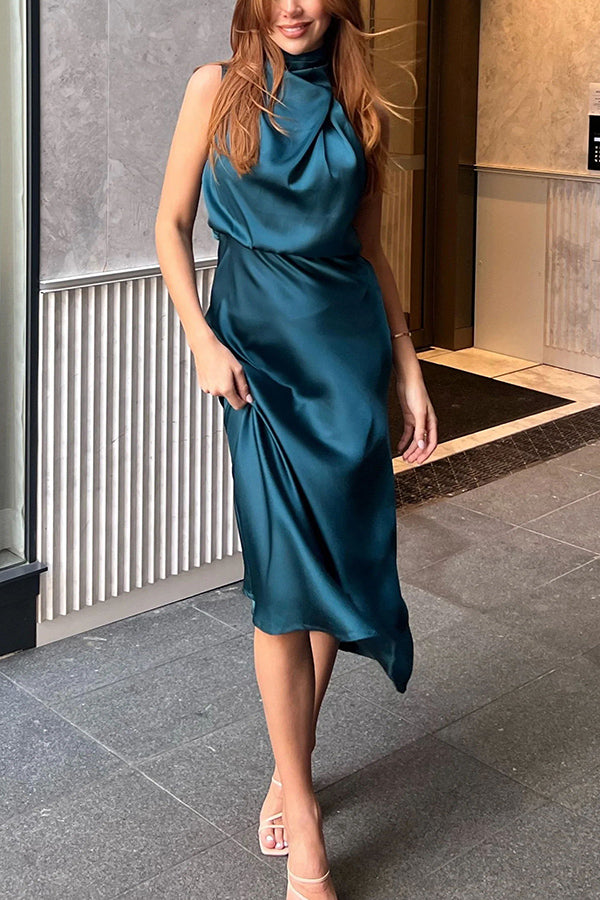 LP | Perfectly Yours Maxi abito con scollatura alta e vita elastica in raso