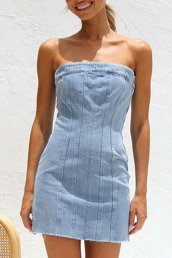 LP | Mini abito a forma di bustier in denim