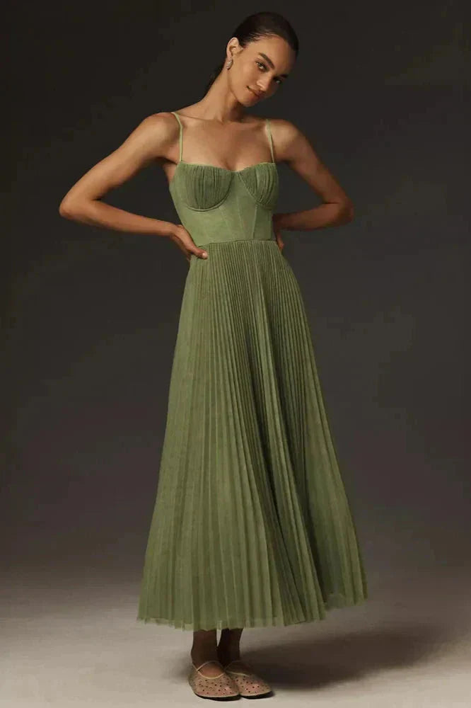 LP | Elegante abito midi plissettato fit & flare