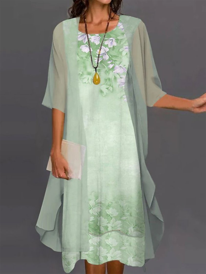 LP | abito midi a due pezzi con motivo floreale per donna AH315