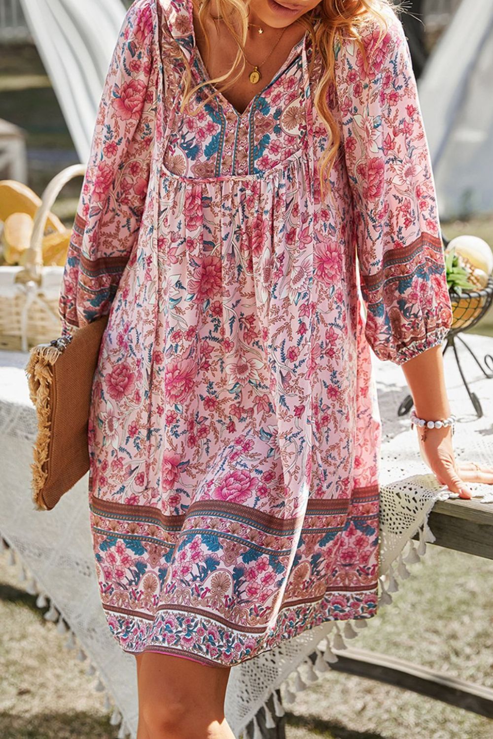 LP | Devine Mini abito stampato con scollo a cravatta
