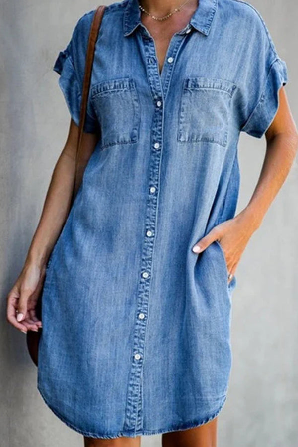 LP | abito midi in denim a maniche corte