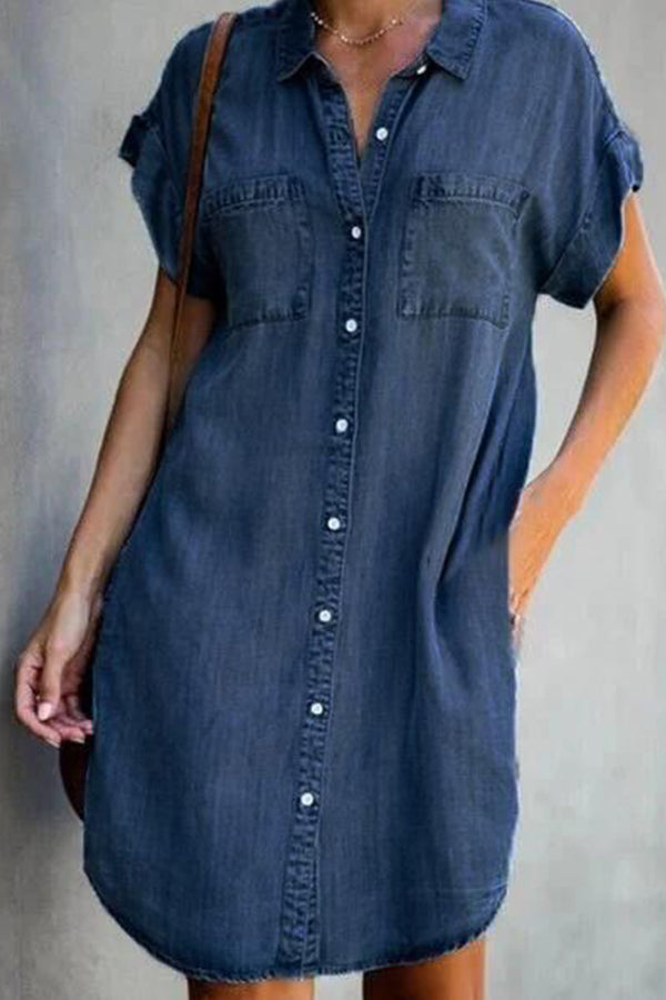 LP | abito midi in denim a maniche corte