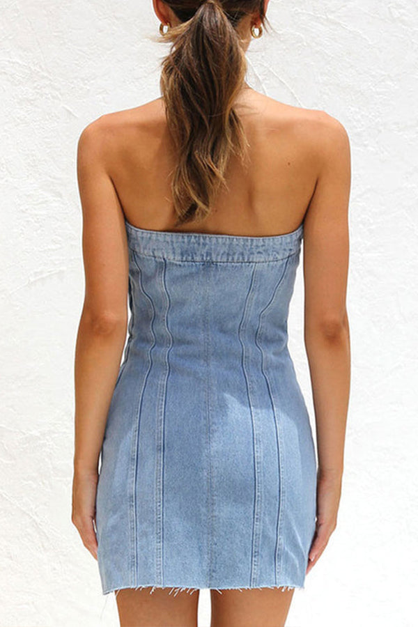 LP | Mini abito a forma di bustier in denim