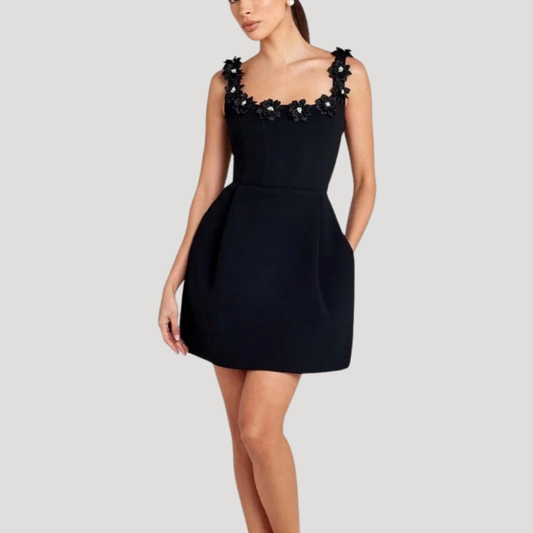 LP | Signore applique floreali a-line mini abito da festa