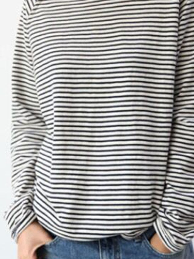 LP Top basic in cotone bianco e nero a maniche lunghe