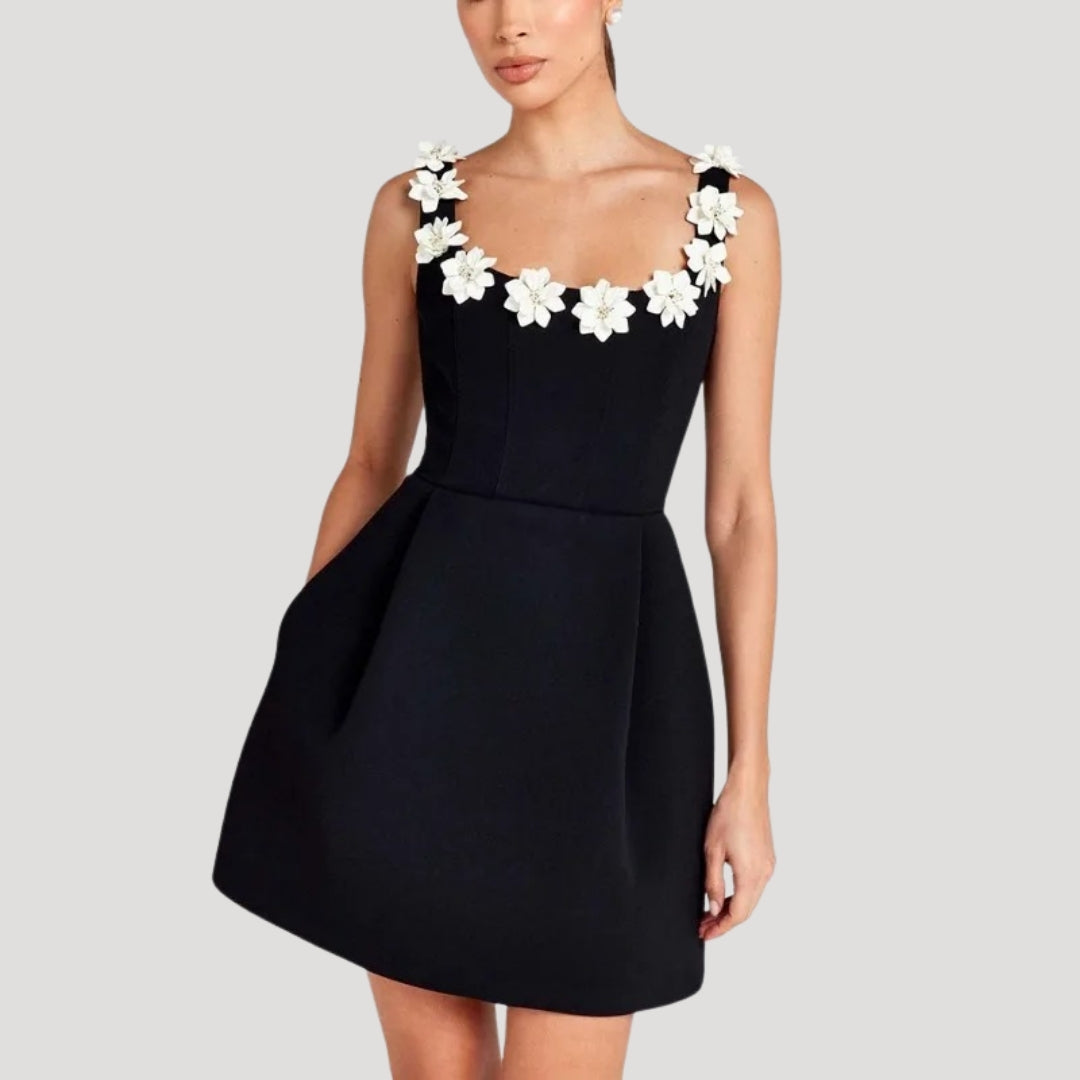 LP | Signore applique floreali a-line mini abito da festa