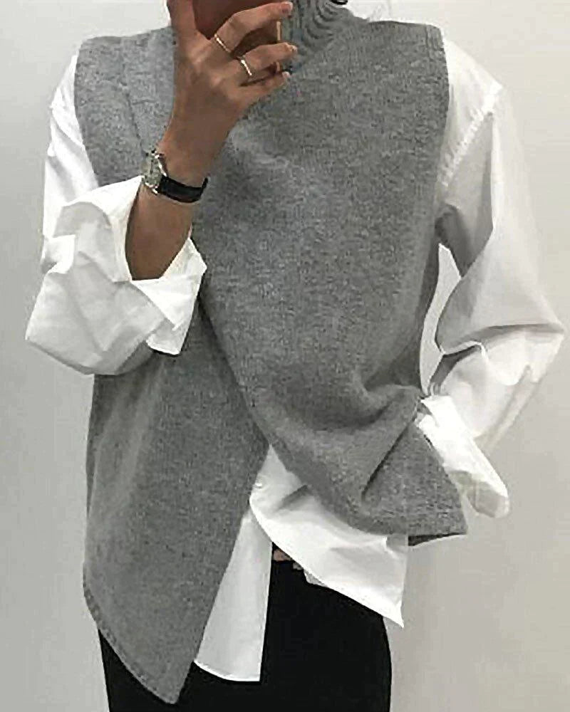 LP | Top solido casual con scollo rotondo