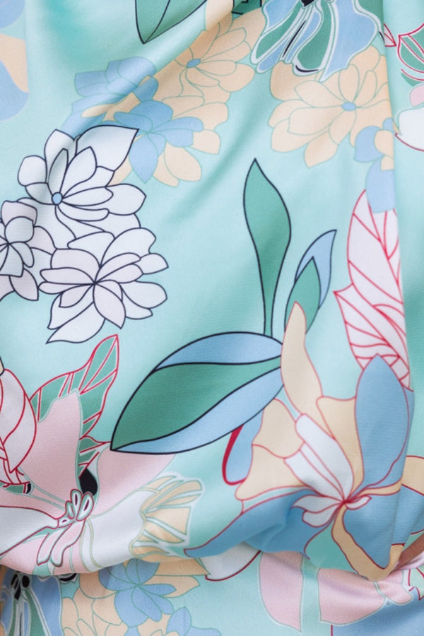 LP | Love In The Garden Maxi abito floreale con collo a farfalla e vita elasticizzata