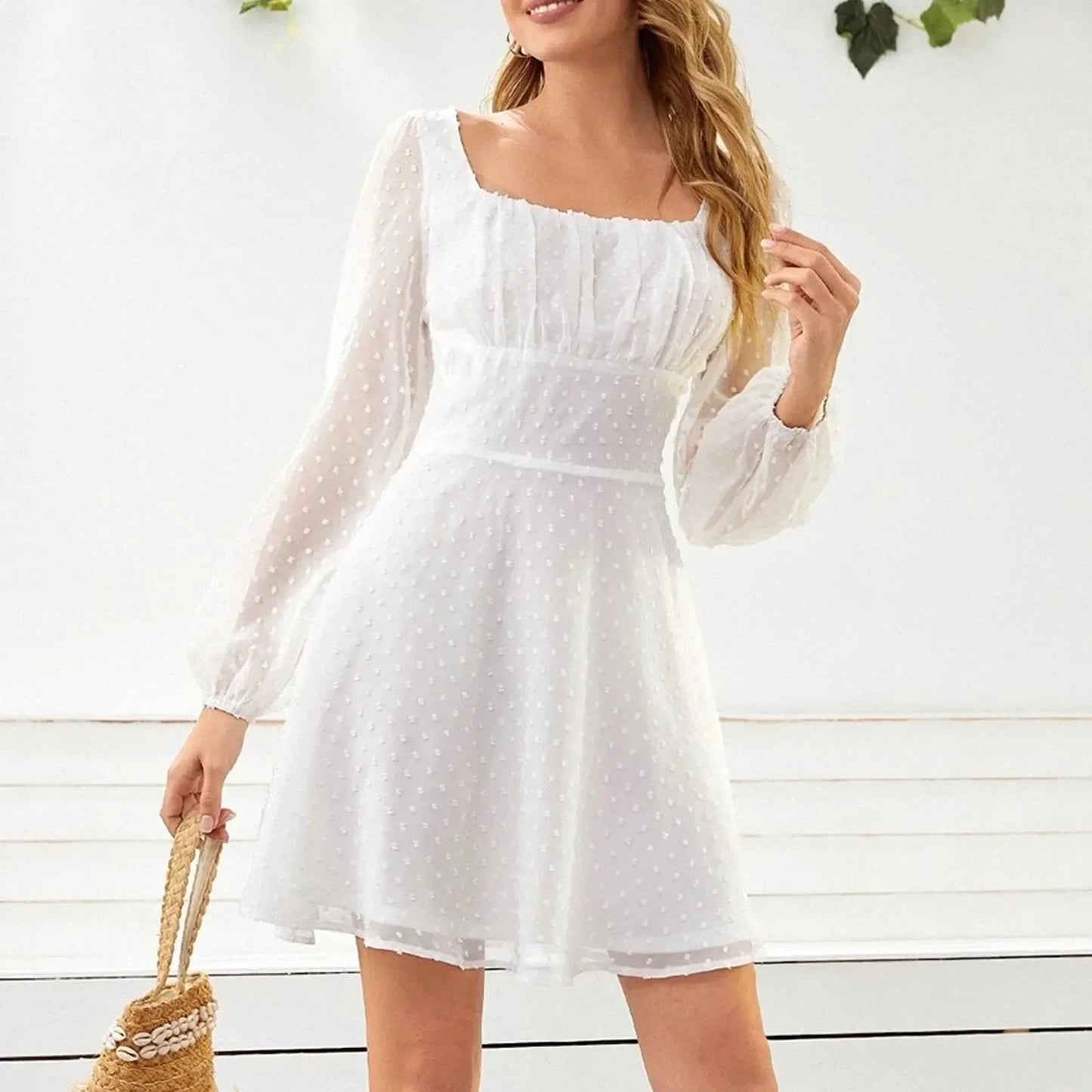 LP | 2024 Temperamento invernale Elegante moda casual con maniche lunghe e abito midi a vita alta