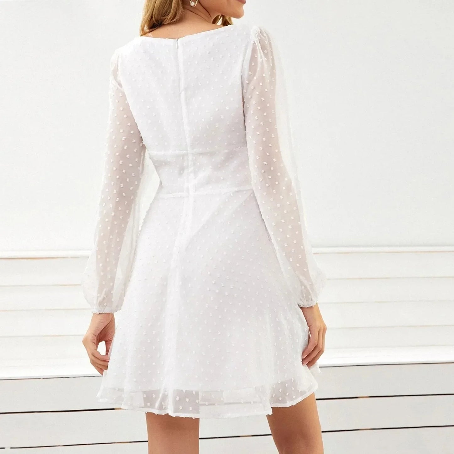 LP | 2024 Temperamento invernale Elegante moda casual con maniche lunghe e abito midi a vita alta