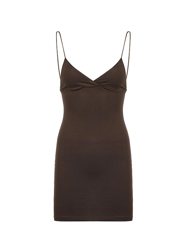 LP | Mini abito vintage marrone con sottoveste