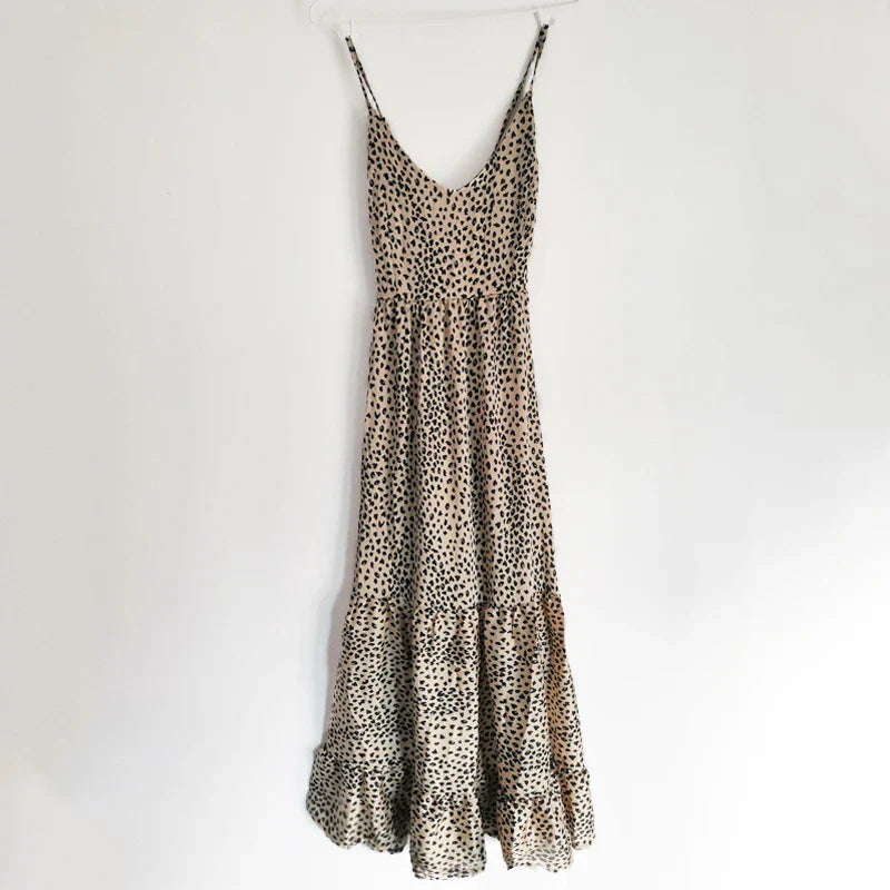 LP | Maxi abito di tendenza con stampa leopardata
