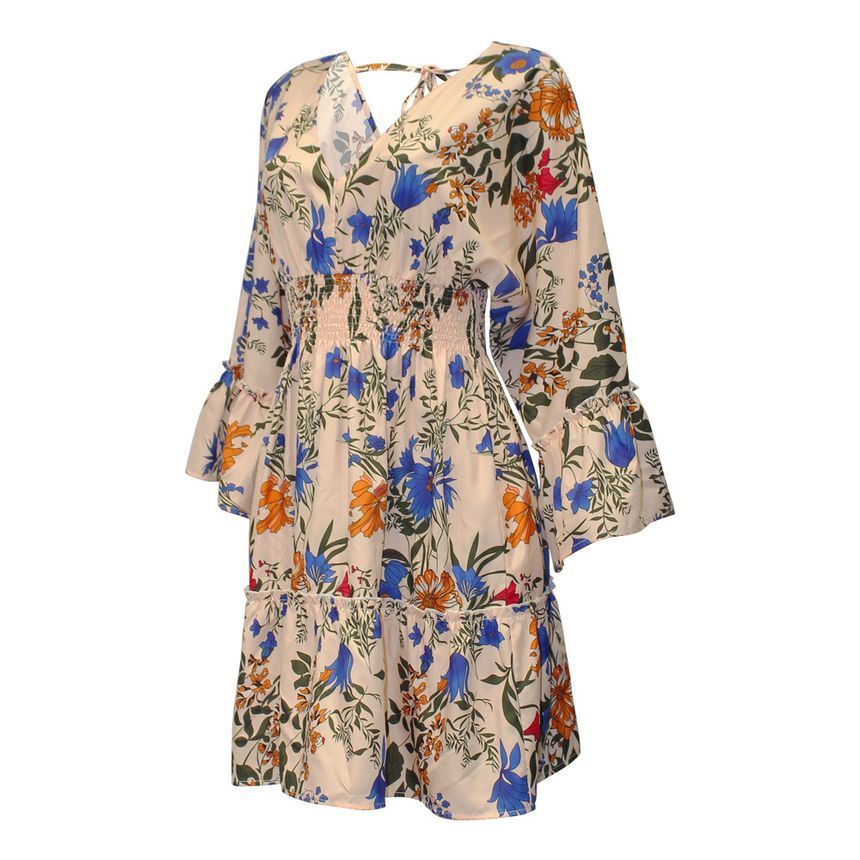 LP | Mini abito a-line con scollo a V e motivo floreale AH445