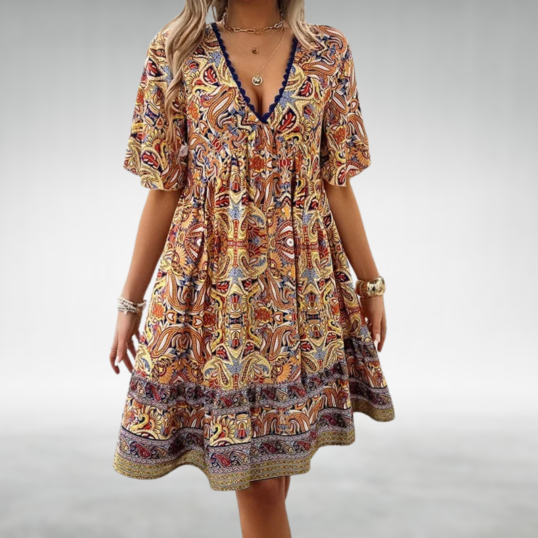 LP | Mini abito estivo con stampa paisley in stile bohémien