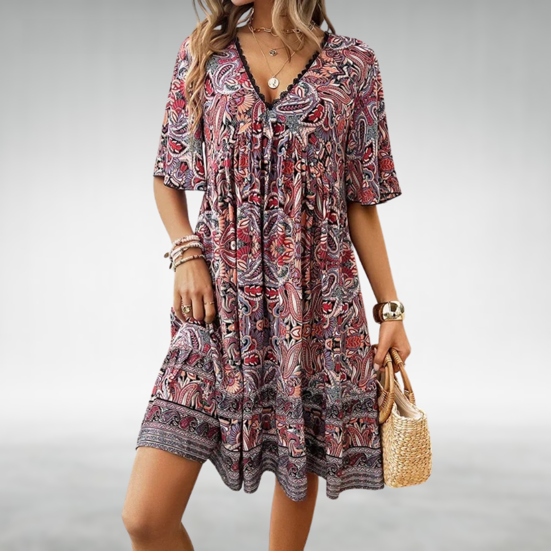 LP | Mini abito estivo con stampa paisley in stile bohémien