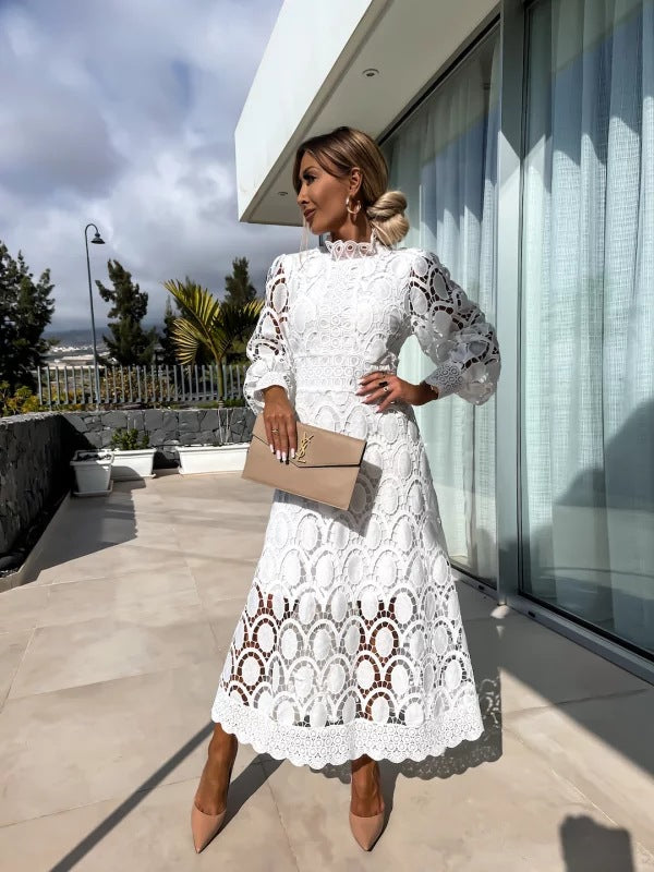 LP | Elegante abito midi in pizzo francese