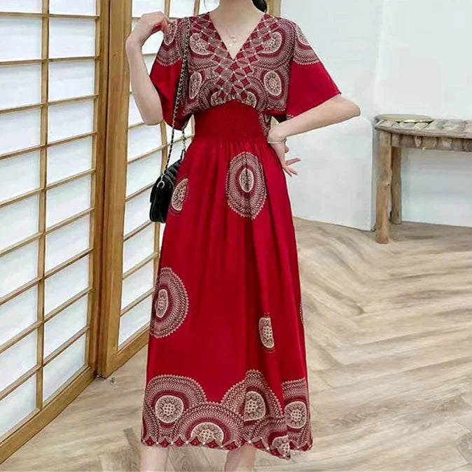 LP | Maxi abito boho con stampa floreale e maniche a kimono