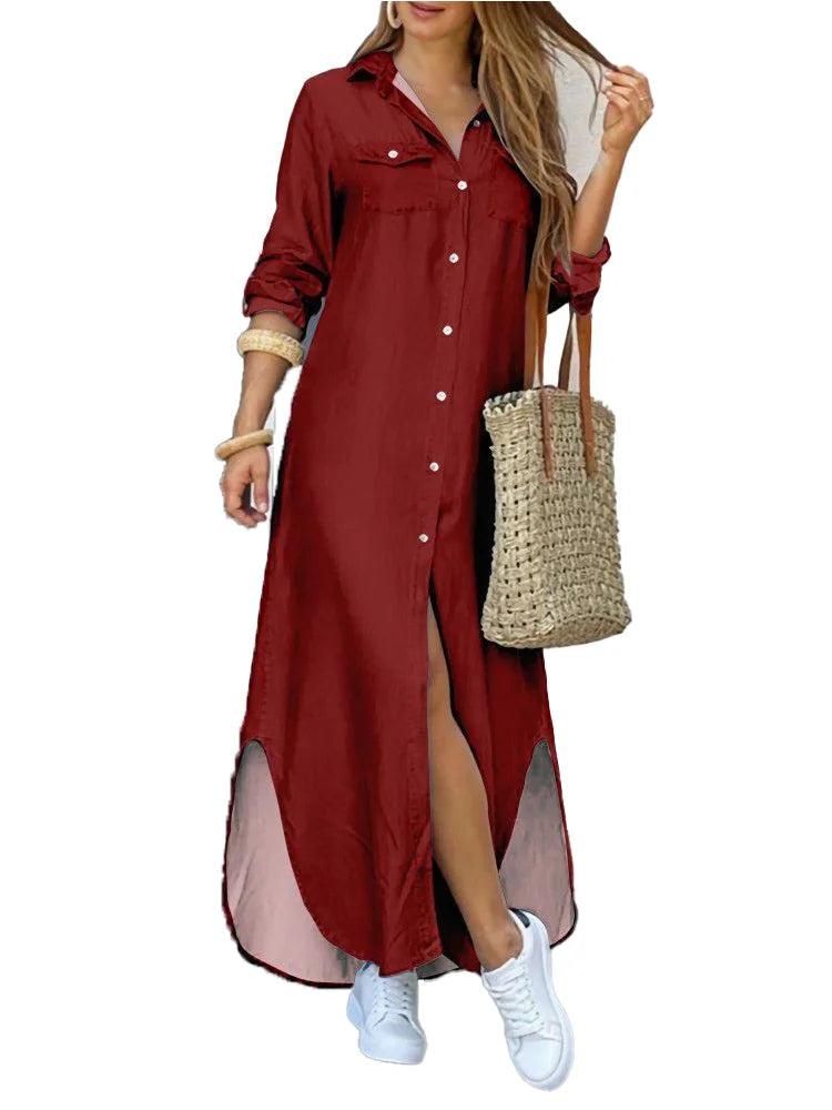 LP | Abito camicia da donna a maniche lunghe alla moda