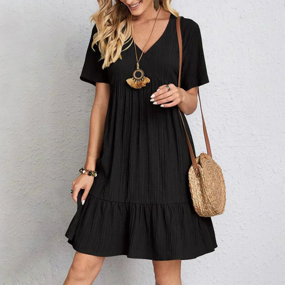 LP | Mini abito di tendenza con orlo a balze in stile boho
